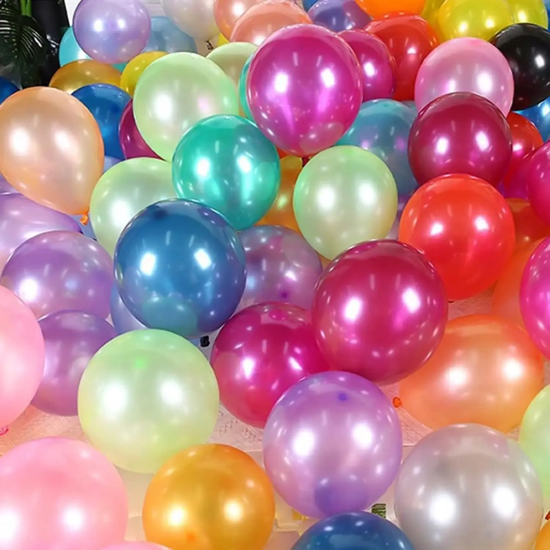 Close-up of soft pearlescent sheen on an inflated pearl latex balloon