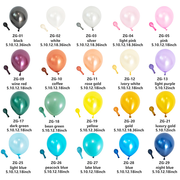 Pearl latex balloons with soft pearlescent finish for wholesale supply